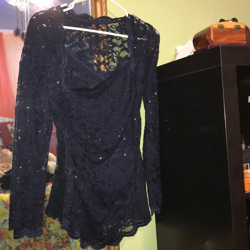 NEW Lace Long Sleeved, Lined Sparkle Top